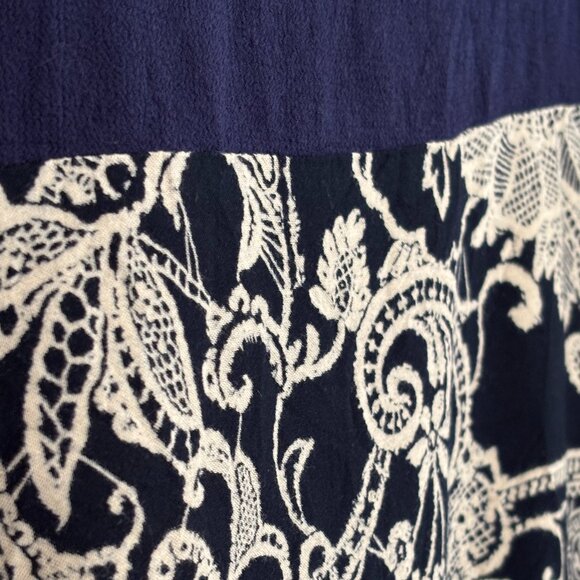 Neeru Kumar Navy & Ivory Patchwork Floral Dress Size Medium - Picture 3 of 10